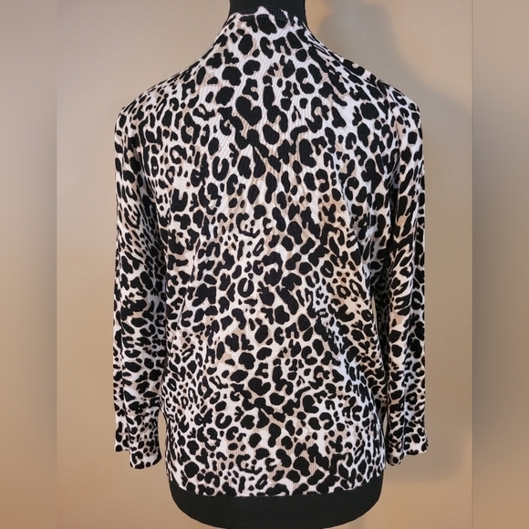 CABLE AND GAUGE Animal Print Cardigan, Size Medium - Picture 7 of 15